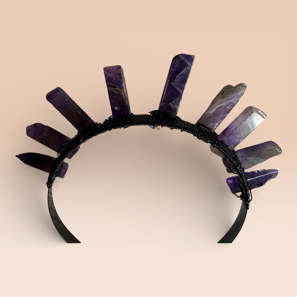 Amethyst Stone and Black Wire Headband - Picture 6 of 12